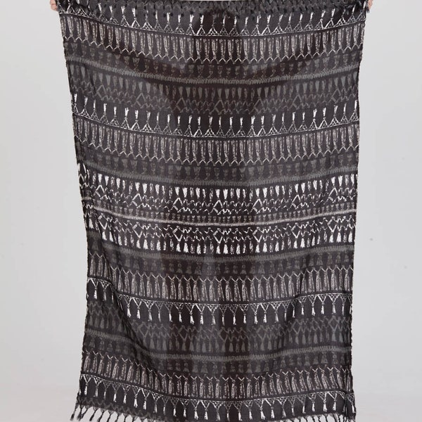 Beach Pareo Sarong Coverup 'Fringes black'