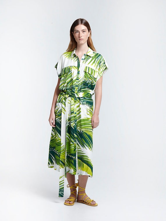 safari dress green Boden Women's Arabella Short Linen Dress in Green main image 1