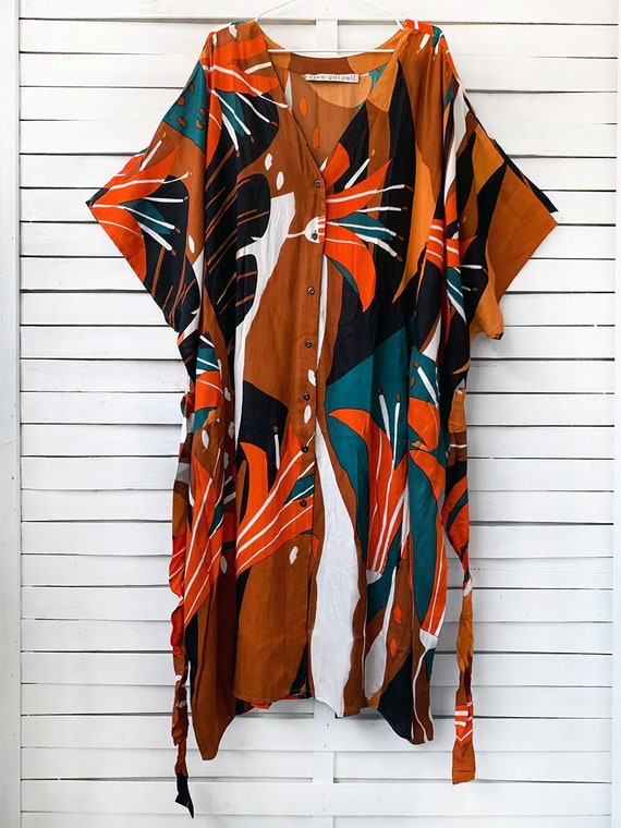 Buy Boho Loose Shirt Dress Oversized Beach Dress Summer Kimono