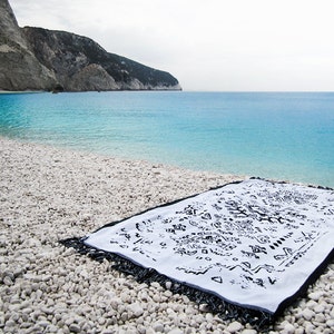 Large Beach Summer Black and White towel Bukhara image 5