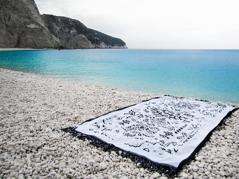 Large Beach Summer Black and White towel Bukhara image 5