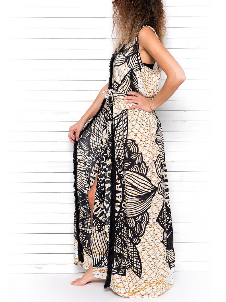 Maxi Beach Cover Up Summer Dress 'Fishnet Mandala' image 3