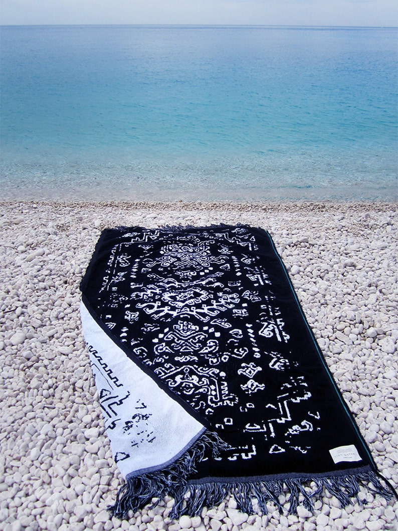 Large Beach Summer Black and White towel Bukhara image 1