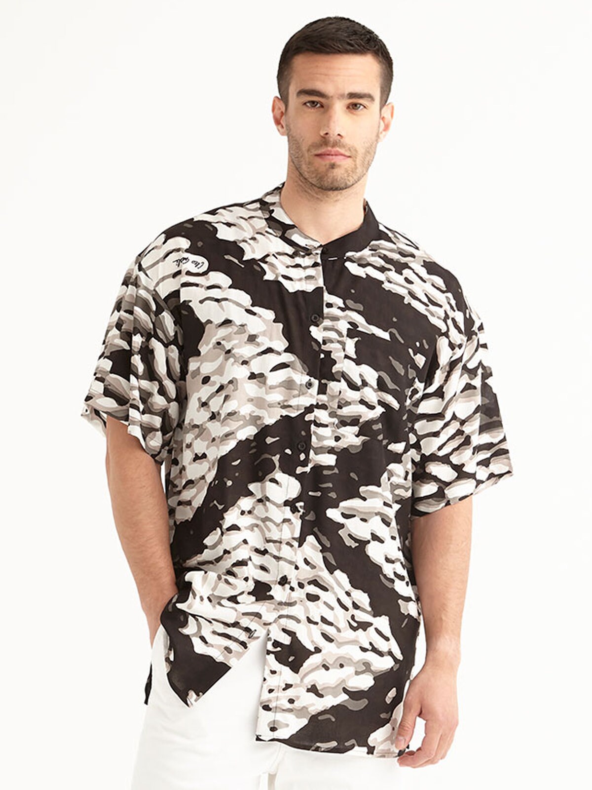 Mao Loose Sleeved Shirt Unisex One Size Boho Shirt 'PEBBLES' - Etsy