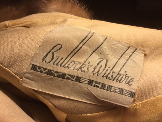 1950s Bullock's Wilshire Vintage Tan Mink Coat, T… - image 5