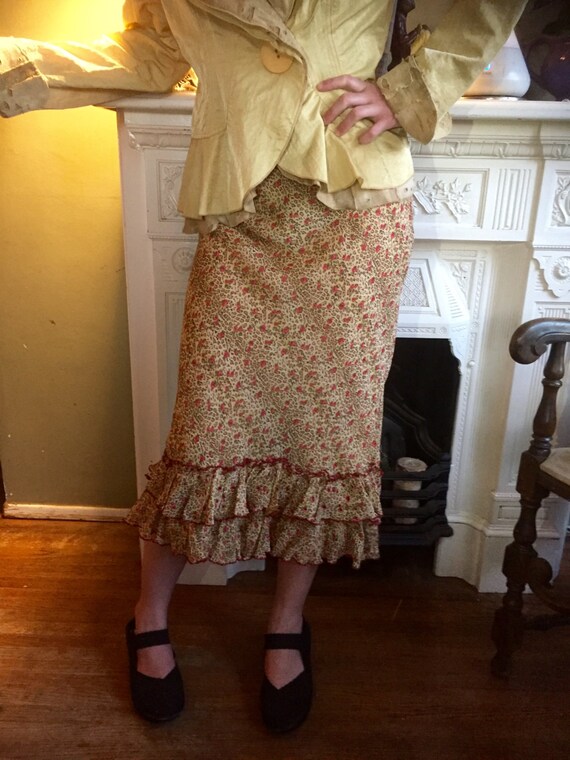 Cheetah & Rose Pattern Ruffled Skirt, Size 8