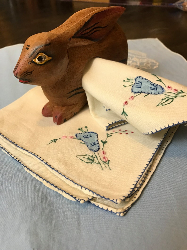Vintage Set of Two Wooden Rabbit Napkin Rings/Holders with Two Etsy