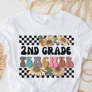 Second Grade Teacher Shirt Teacher Shirts Teacher Tshirt Retro 2nd Grade Back to School Teacher Appreciation Checkered Teacher Tee