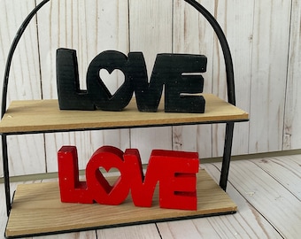 Wood LOVE Cutout, Valentine's Day Tiered Tray Decor