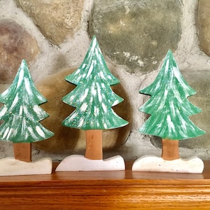 Set of 3 Christmas Trees,  Wood Trees, Christmas Decor, Christmas Mantle Decor, Shelf Sitter, Wood Winter Trees