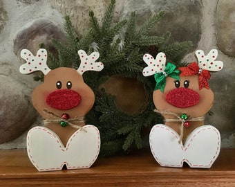 Reindeer Shelf Sitter, Personalized Reindeer, Christmas Decor, Christmas Decorations