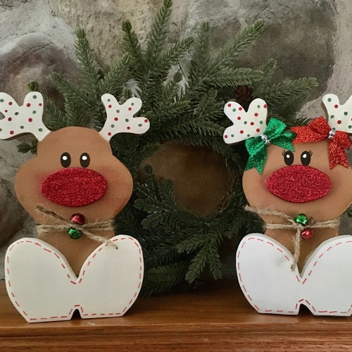 Reindeer Shelf Sitter Personalized Reindeer Christmas Decor Etsy