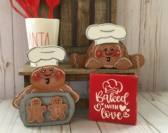 Baking Gingerbread, Gingerbread Decor, Gingerbread Tiered Tray, Gingerbread Shelf Sitter, Christmas Decor