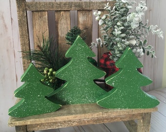 Set of 3 Wooden Christmas Trees, Christmas Trees, Christmas Decor, Christmas Tiered Tray, Winter Decor