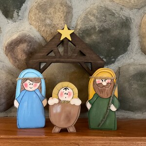 Wood Nativity Set, Religious Decor, Christmas Decor, Wood Holy Family, Baby Jesus, Mary, Joseph