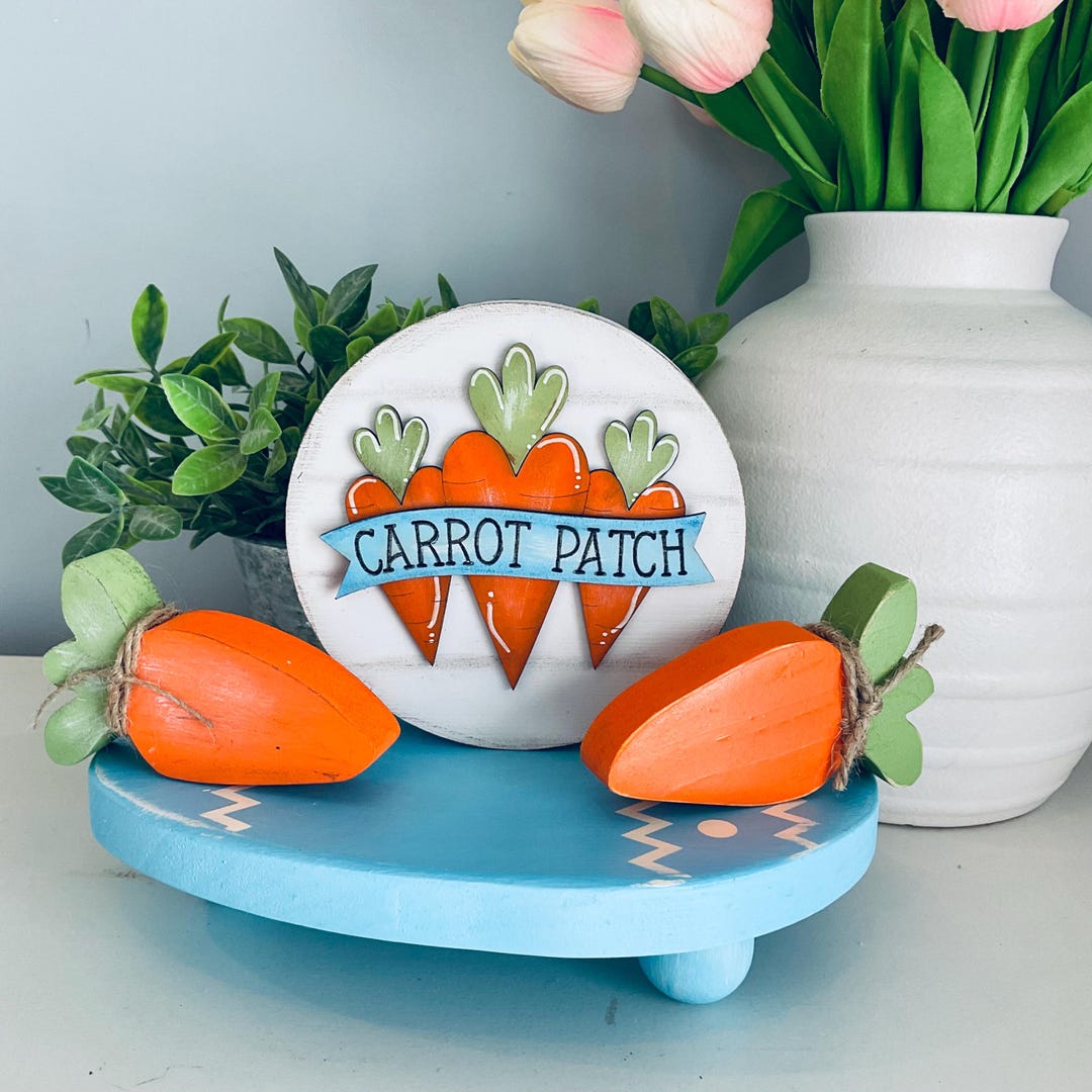 Carrot Patch Sign With 2 Carrots - Spring Tiered Tray - Easter Decor - Etsy