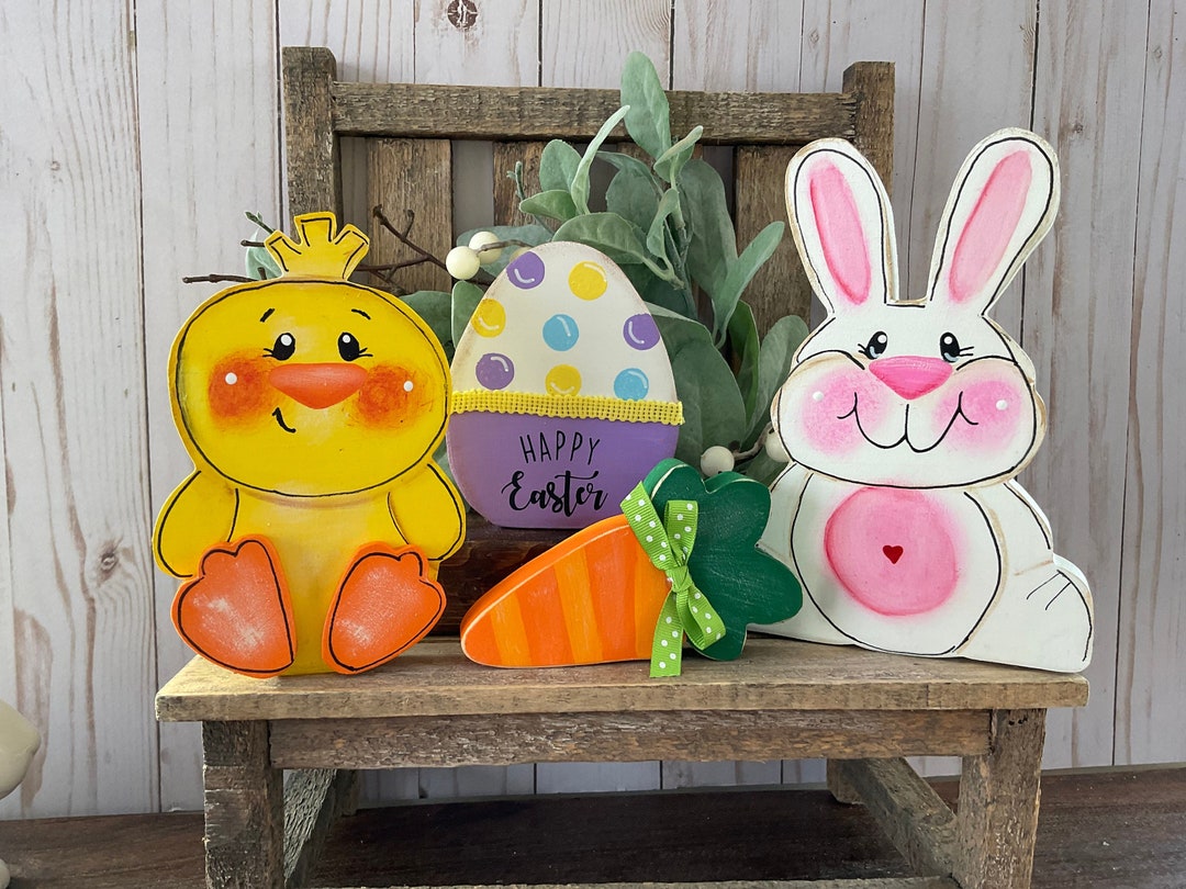 Wood Easter Bunny, Easter Chick, Carrot, Easter Egg, Easter Decor