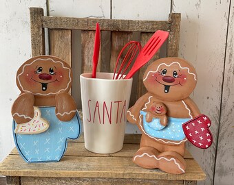 Wood Gingerbread, Baking Gingerbread, Gingerbread Decor, Shelf Sitter, Christmas Decor