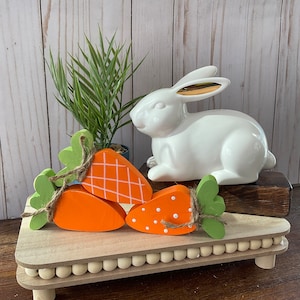 Set of 3 Small Wood Carrots, Bowl Filler, Tiered Tray, Easter Decor, Shelf Sitter