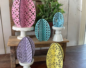 3D Wood Laser Cut Easter Eggs, Decorative Eggs, 4 Different Sizes, Easter Decor, Easter Centerpiece, Hostess Gift