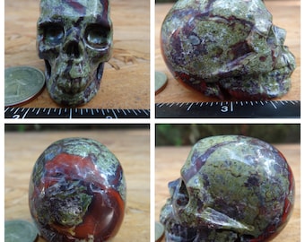 1pc Natural blood stone turtles skull quartz crystal carved decor healing 2''