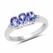 1.00 Carat Genuine Tanzanite and White Diamond .925 Sterling Silver Ring