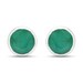 Round Emerald Bezel Stud Earrings, 1.50 Carats Emerald Set in .925 Sterling Silver