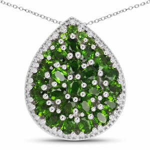 4.65 Carat Genuine Chrome Diopside .925 Sterling Silver Pendant