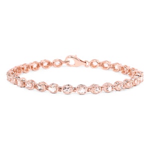 14K Rose Gold Plated 3.51 Carat Genuine Morganite Solid .925 Sterling Silver Bracelet