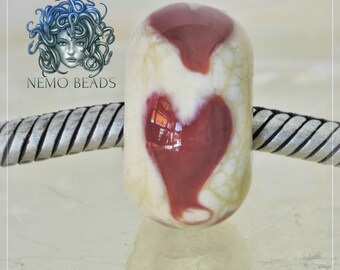 1 Valentin heart glass stone, Collection Original Nemo Glass Bead, SRA 8 x 15 mm