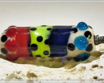 1 original handmade Nemo Glass Bead Unikat, SRA, 13 x 40 mm OOAK