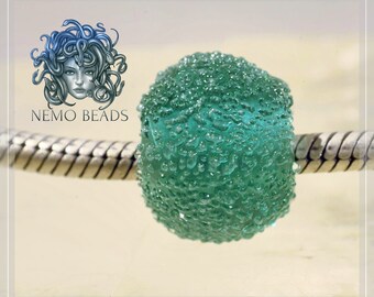 teal greenblue sugar ball bead Original Nemo Glass Bead , SRA, 11 x 14 mm OOAK