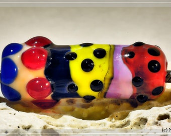 1 original handmade Nemo Glass Bead Unikat, SRA, 13 x 38 mm OOAK