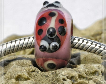 ladybug, Bug Collection Original Nemo Glass Bead 9 x 15 mm, Murano, OOAK, SRA