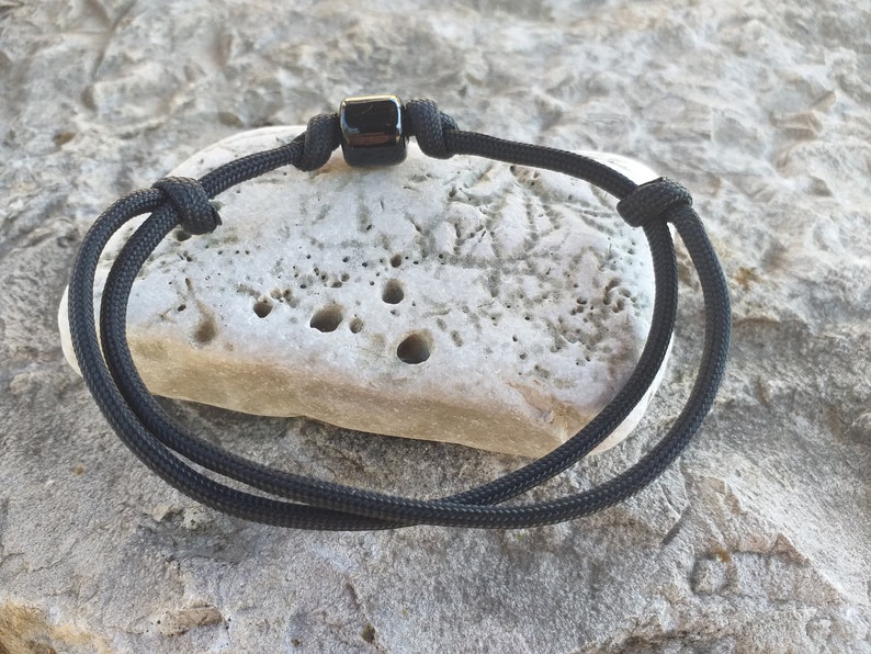 1 adjustable black Paracord bracelet with 1 handmade Nemo Glass Bead image 9