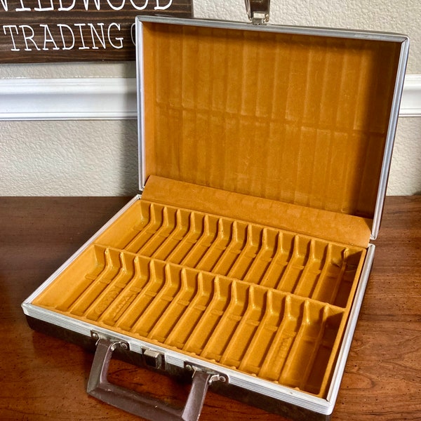 Vintage Audio Cassette/Tape Storage/Carrying Briefcase 1970's - 30-Cassette Capacity - Made by BMI