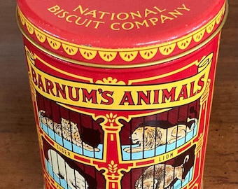 Vintage  Barnum's Animals National Biscuit Company Crackers Tin - Nabisco - Reproduction of 1914 Tin - 1979