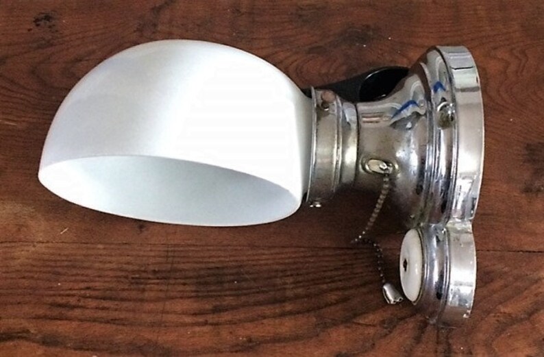 Vintage Mid Century Milk Glass Flush Mount Bathroom Light Etsy