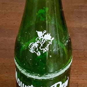 Vintage 1965 10oz. Mountain Dew Soda Pop Bottle - &quot;It&#39;ll Tickle Your Innards&quot; - Filled  by Ed and Gene  - Hillbilly Style