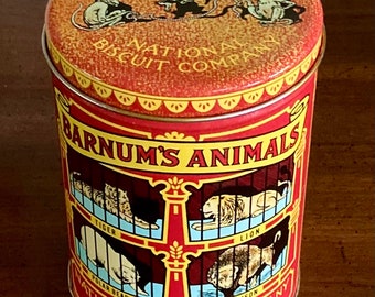 Vintage  Barnum's Animals National Biscuit Company Crackers Tin - Nabisco Reproduction of 1914 Tin - 1979