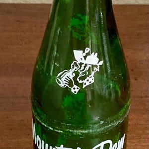 Vintage 1965 10oz. Mountain Dew Soda Pop Bottle - &quot;It&#39;ll Tickle Your Innards&quot; - Bottled by Marv and Syl - Hillbilly Style - Anchor Hocking