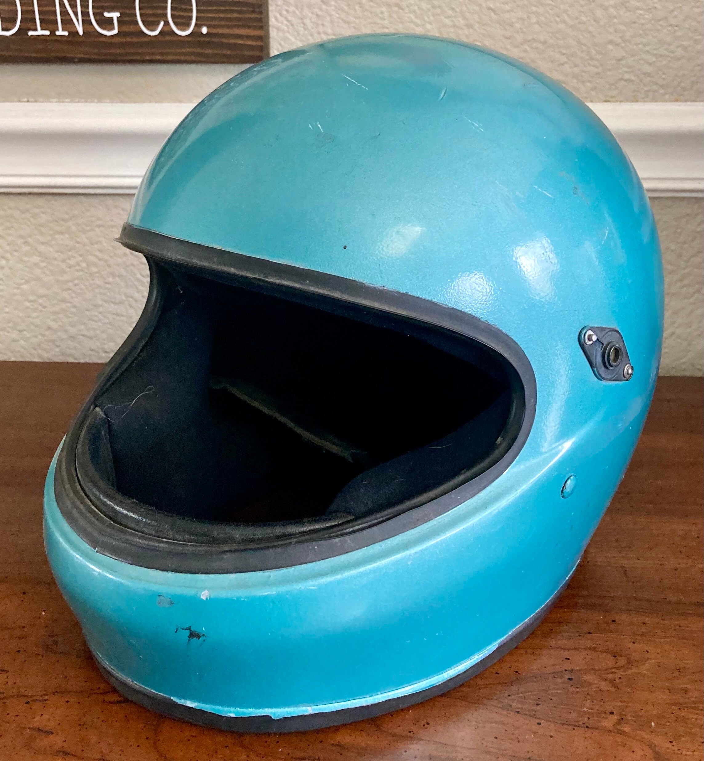 vintage Shoei motorcycle helmet full face cafe blue racer