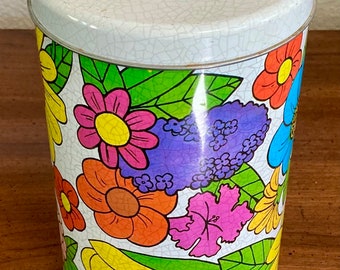 Vintage Ballonoff Decorated Floral Tin - Floral Motif - Floral Canister