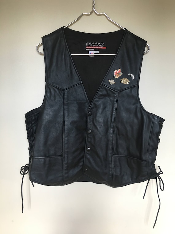 Vintage Brooks Leather Vest / Harley Davidson / Ha