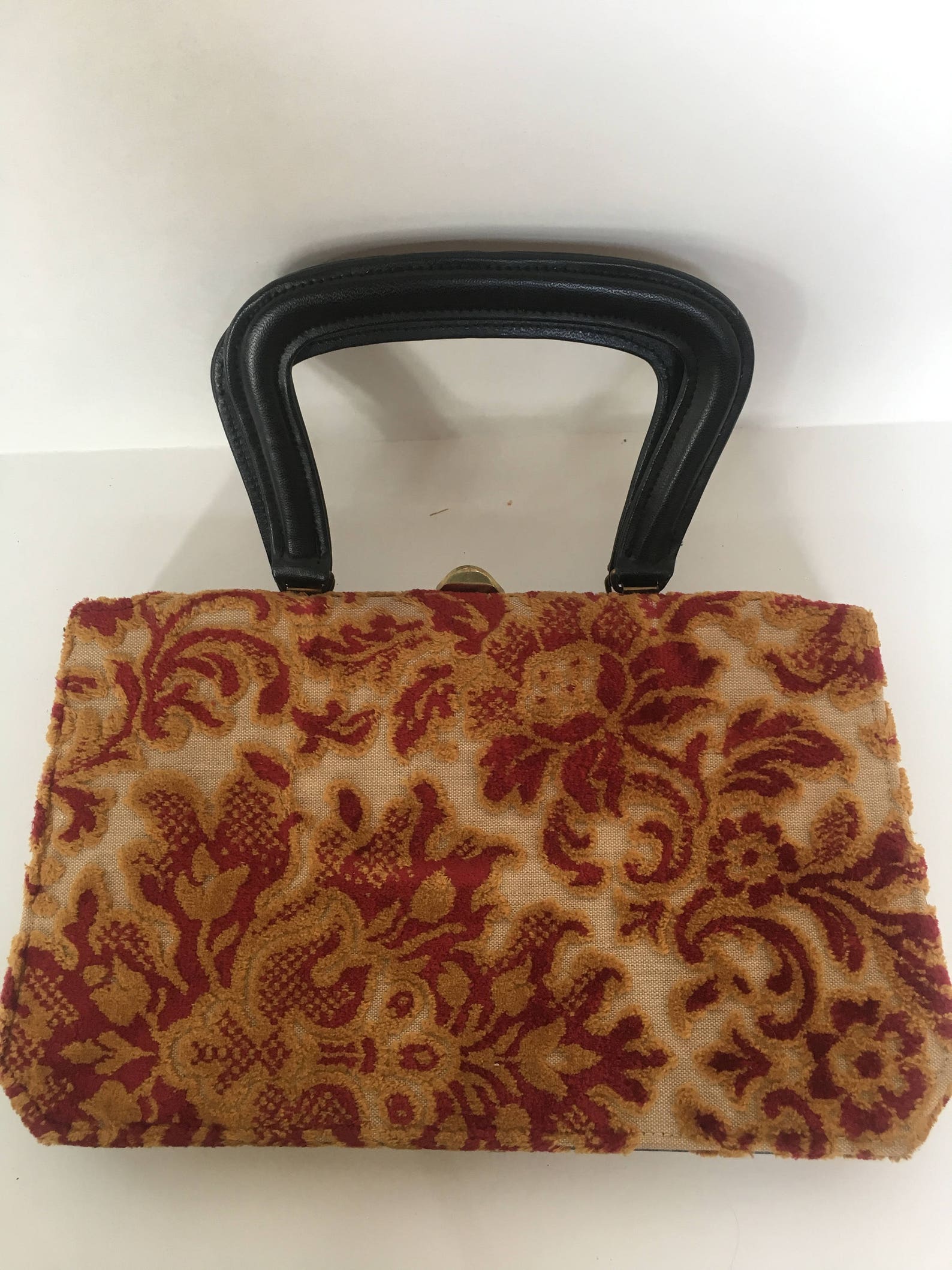 Vintage MEYERS Carpet Handbag / Cut Velevet / Tapestry Bag / Purse ...