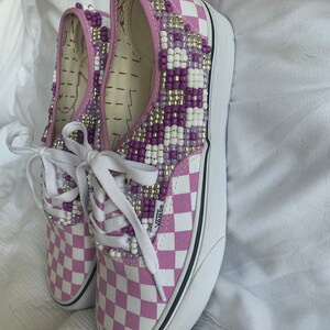 Hand Beaded Unisex Vans / Tennis Shoes / Sneakers / Beaded / Purple