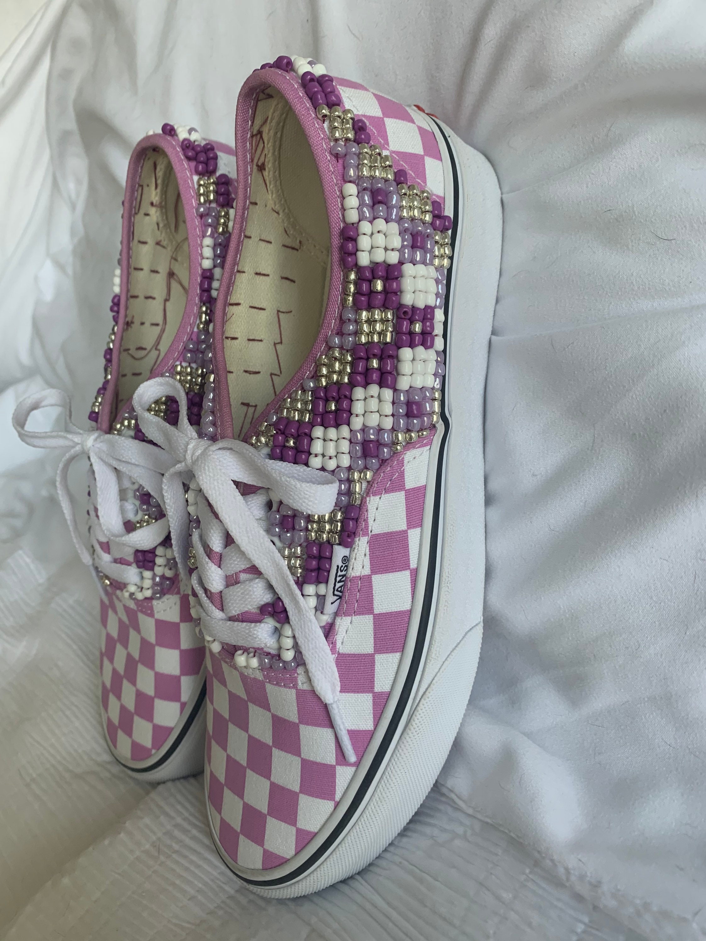 Lavender checkered vans deals
