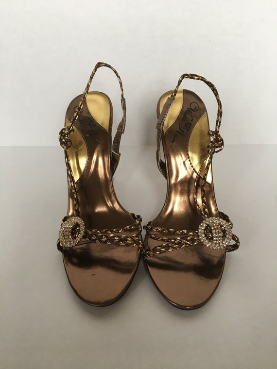 bronze rhinestone shoes