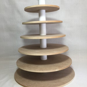 7 Tier Round Unfinished Cupcake Stand with 1/2&quot; thick tiers.  Holds up to 206 Cupcakes