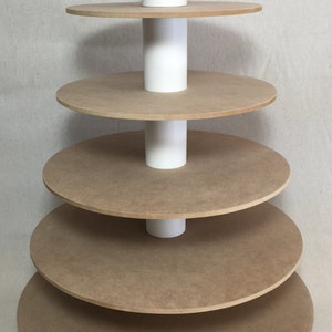 6 Tier Round Custom Made Unfinished Cupcake Stand.  Holds up to 115 Cupcakes.